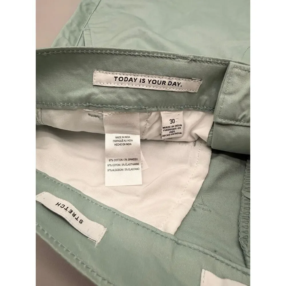 Kenneth Cole New York Mens 30 Mint Green Stretch Chino Shorts 9in Inseam